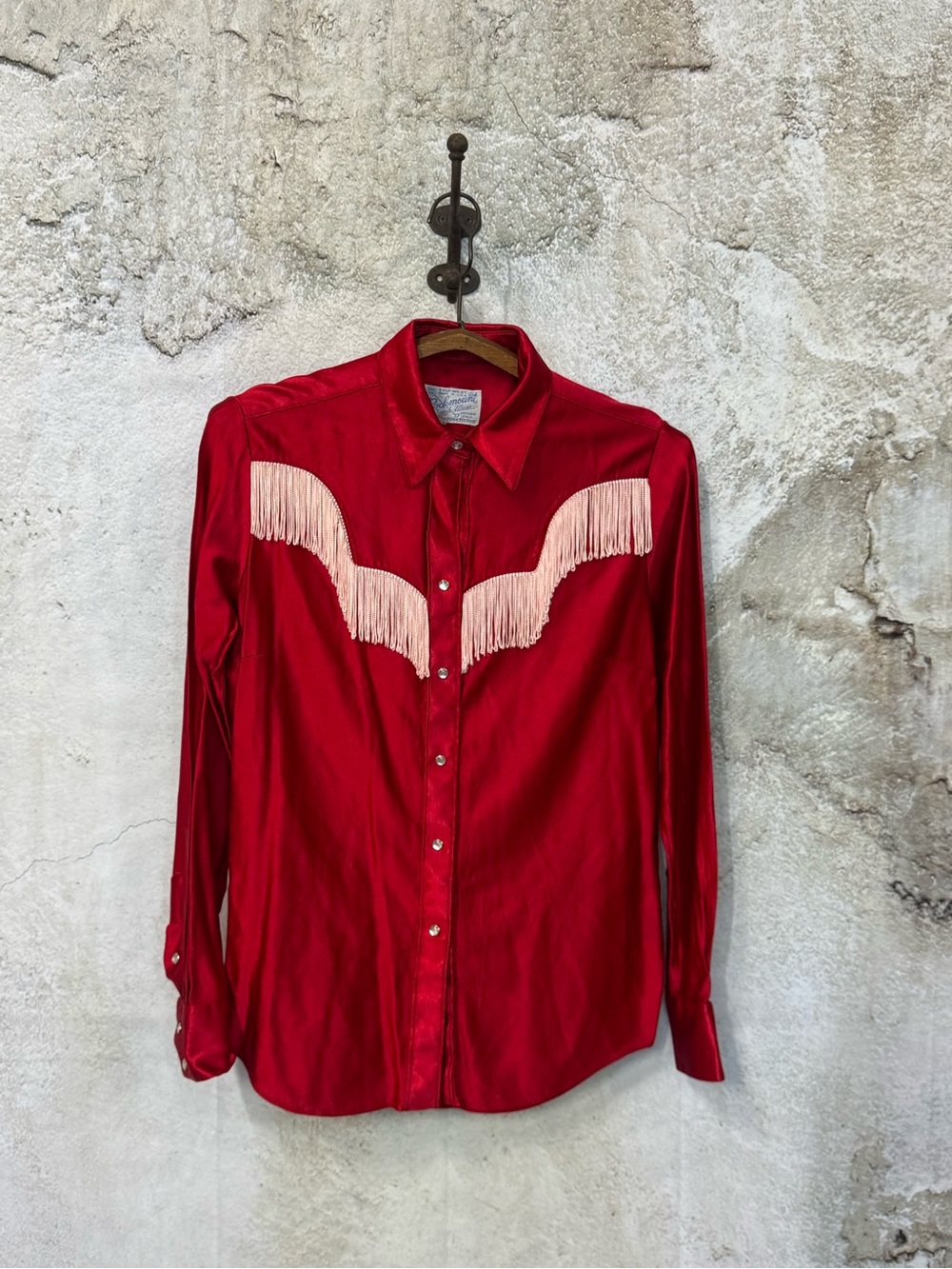 Women's Red Fringe Button-Down Shirt - Western Style
